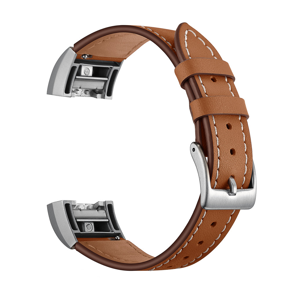 Genuine Leather Coated Smart Watch Band for Fitbit Charge 2 - Brown