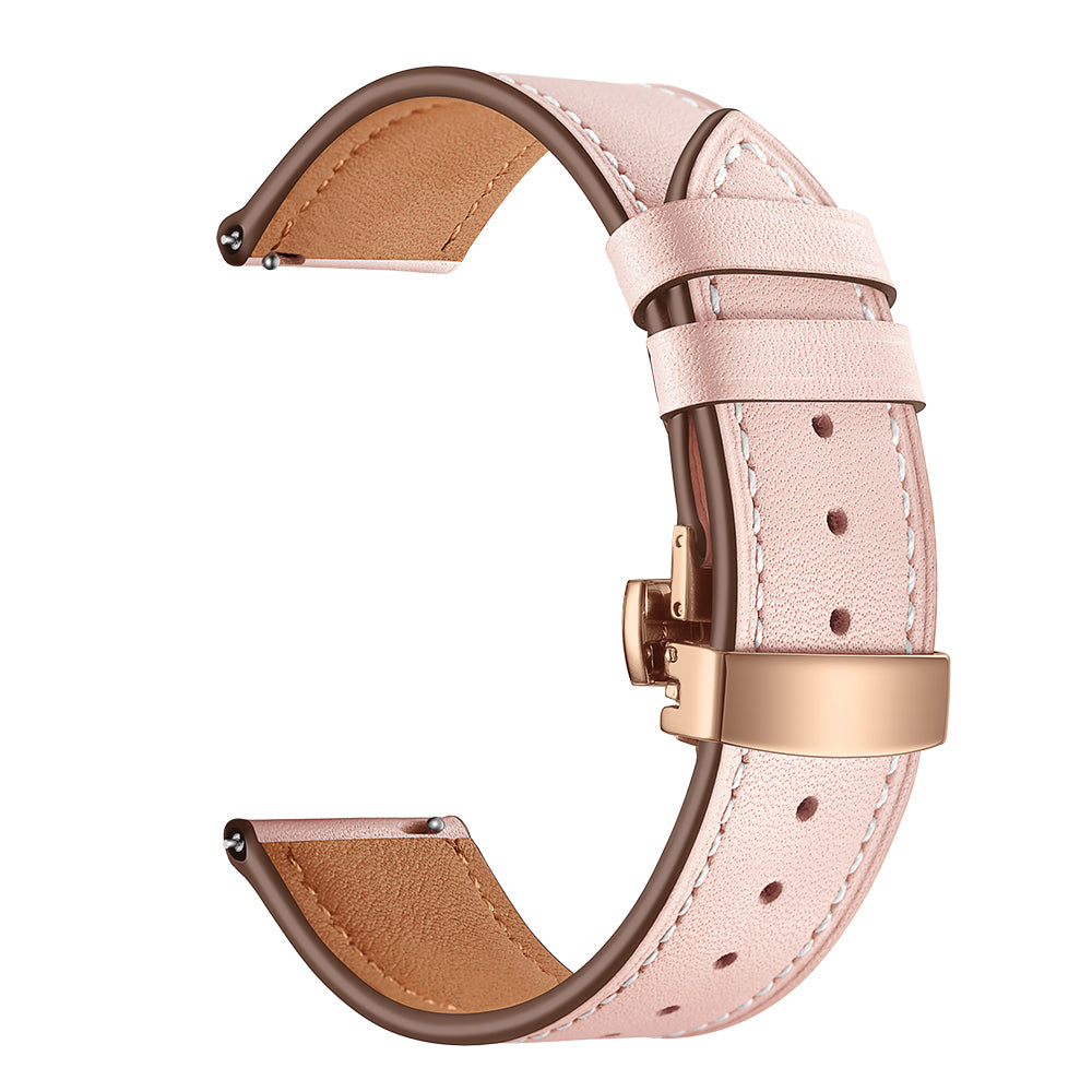 20mm Genuine Leather Watch Strap for Huami Amazfit GTR 42mm - Rose Gold Butterfly Buckle / Pink