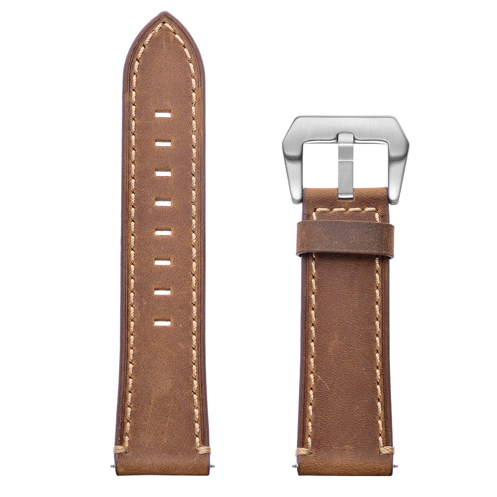 Genuine Leather Smart Watch Band for Huami Amazfit Watch 2/1 22mm- Brown