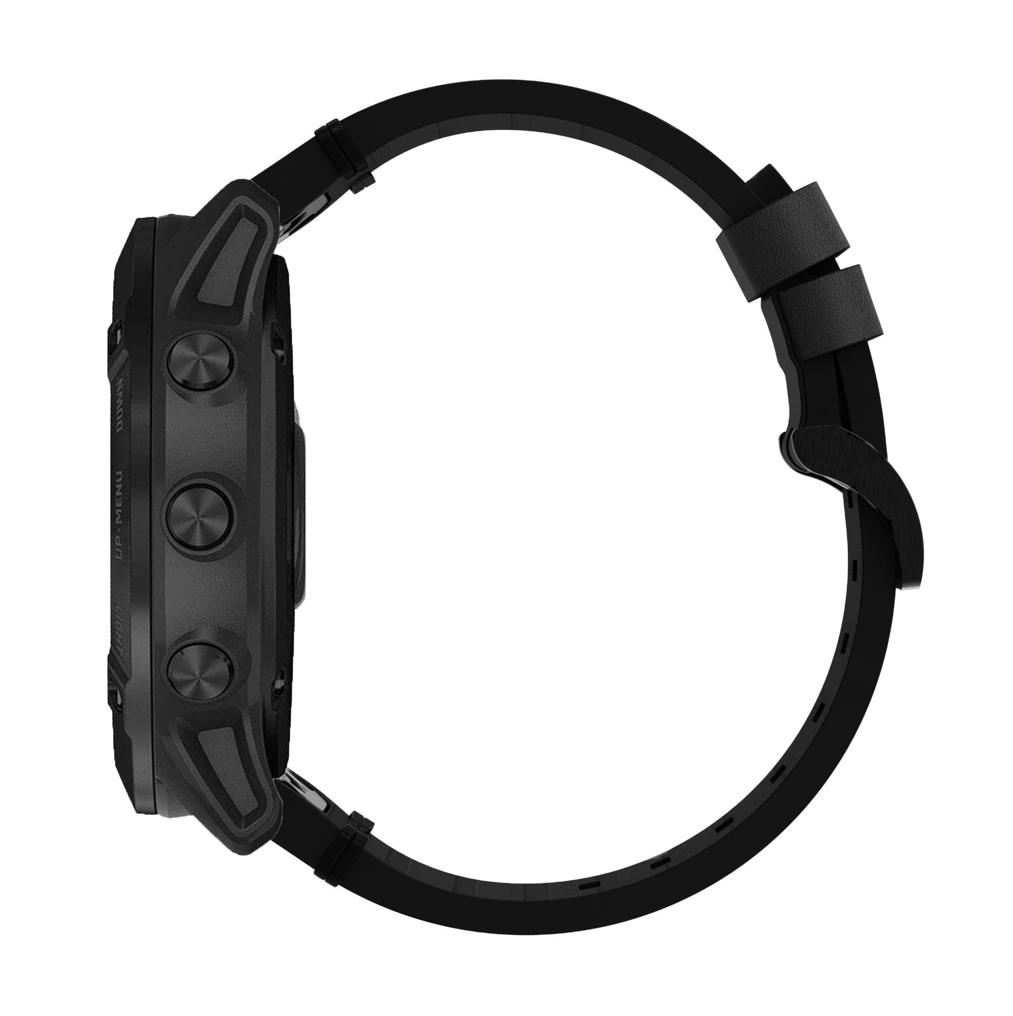 For Garmin Fenix 6X Genuine Leather Smart Watch Replacement Band Wrist Strap - Black