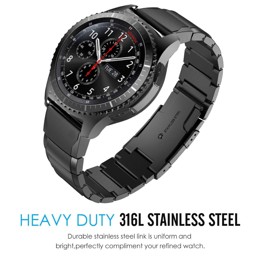 22mm One Bead Stainless Steel Watchband Replacement Strap for Huawei Watch GT 2e/GT2 46mm - Black
