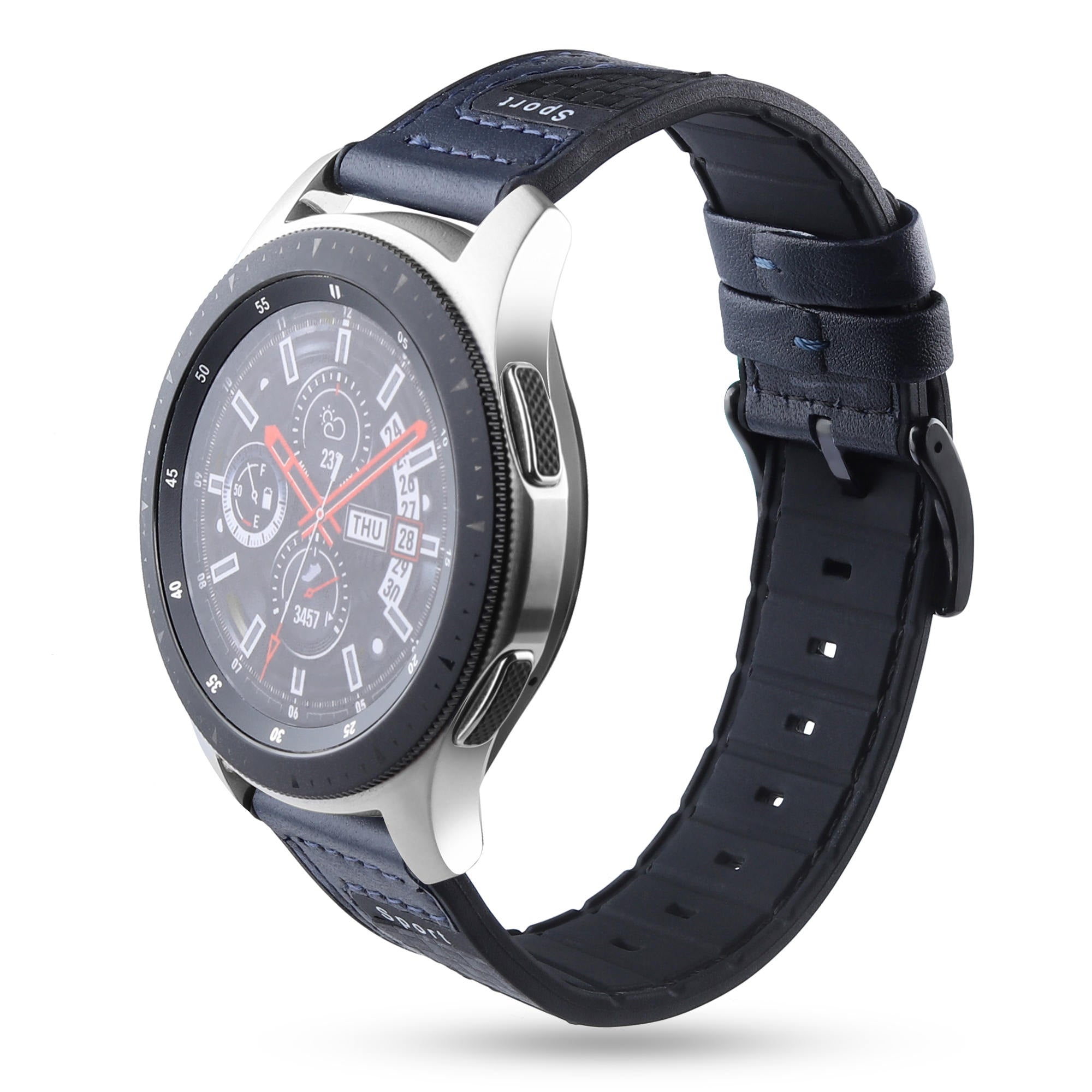 22mm Carbon Fiber Leather Coated Silicone Watch Strap for Huawei Watch GT2/Galaxy Watch 46mm etc. - Dark Blue