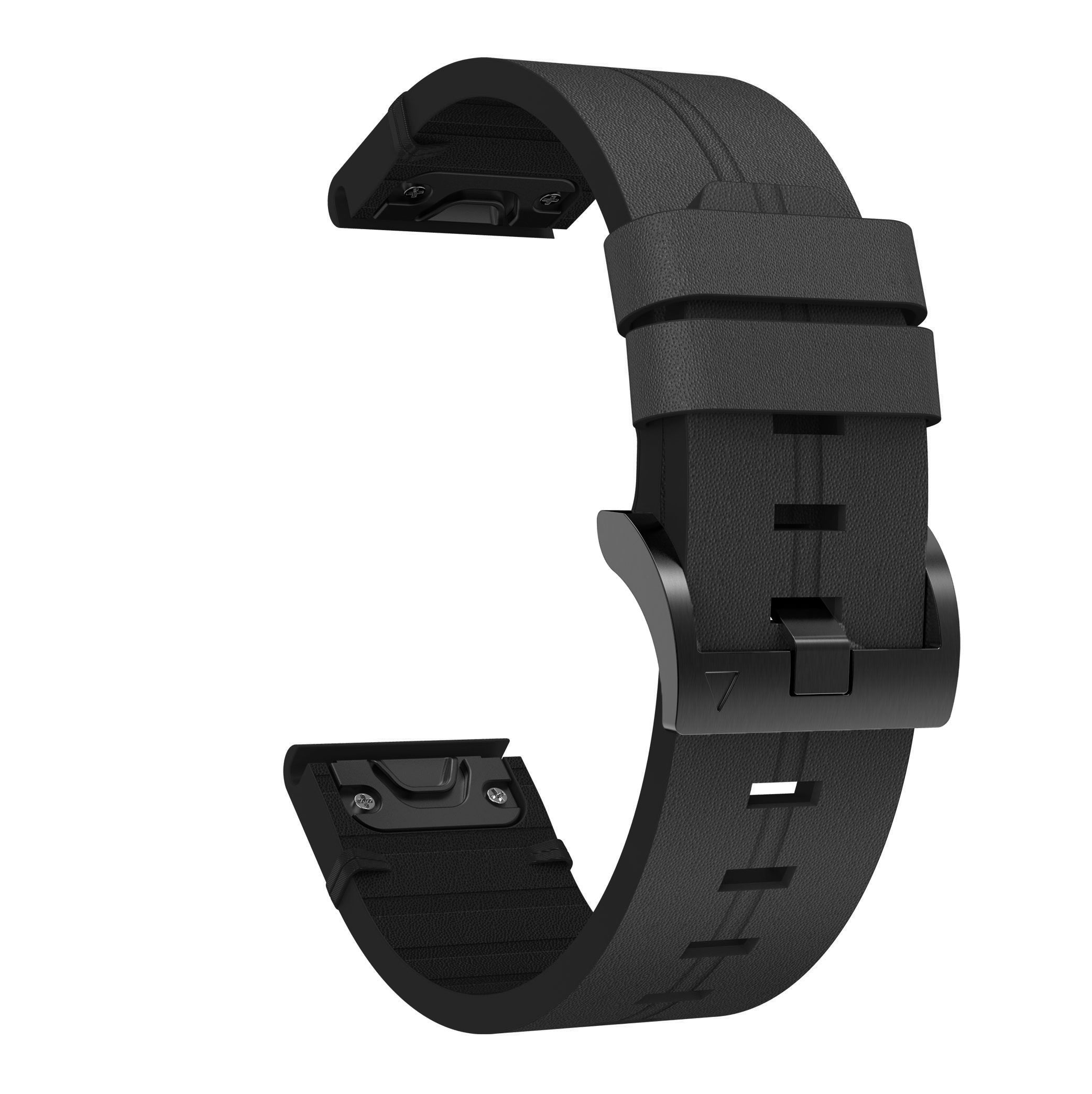 For Garmin Fenix 6S Genuine Leather Smart Watch Band Adjustable Replacement Strap - Black
