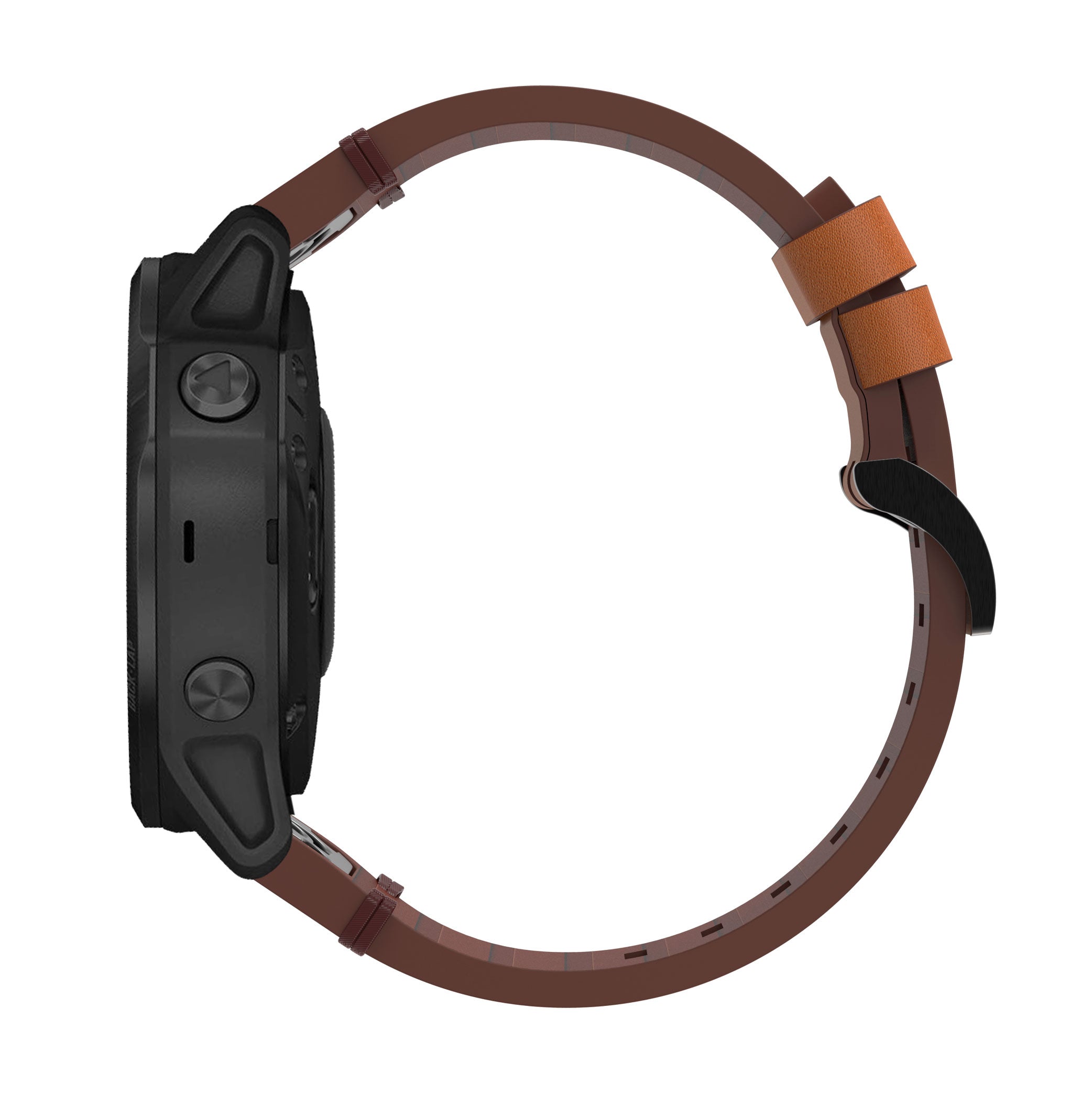 For Garmin Fenix 6S Genuine Leather Smart Watch Band Adjustable Replacement Strap - Brown