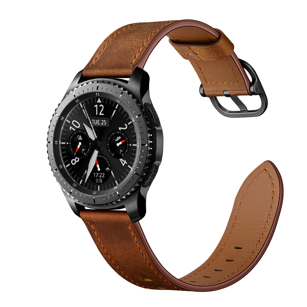 Cowhide Leather Watch Band (DS Style) for Samsung Galaxy Gear S3/Ticwatch/Huami Watch Moto 360 - Coffee
