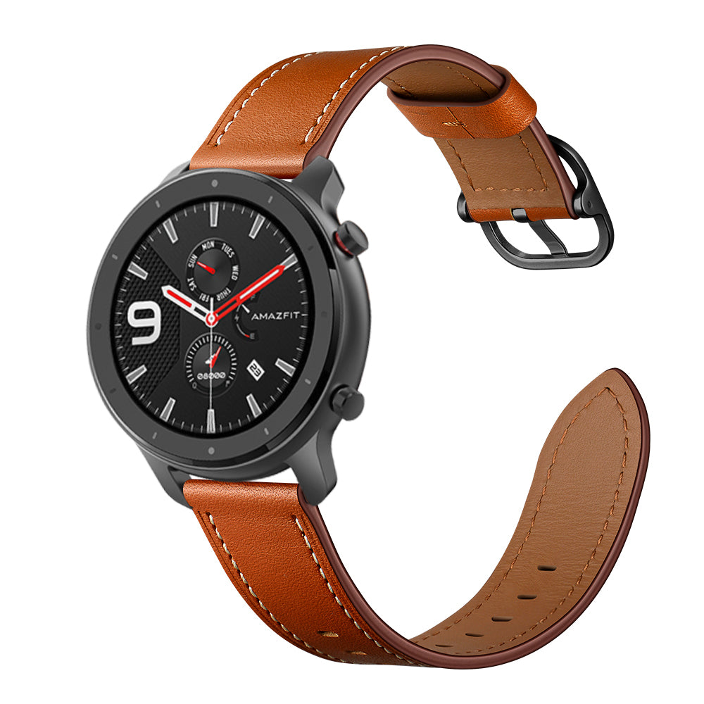 22mm Cowhide Leather Watch Band (DS Style) for Huami Amazfit GTR 47mm - Brown