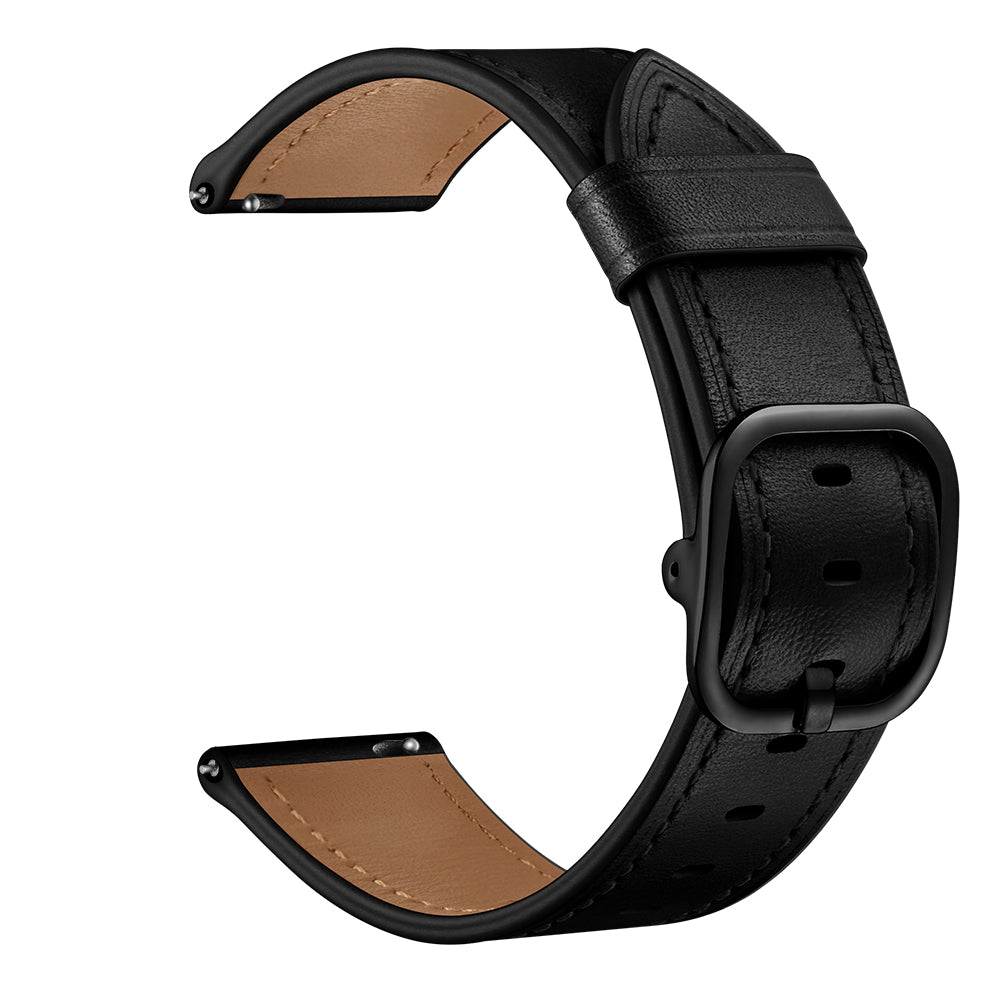 22mm Cowhide Leather (DS Style) Watch Strap for Samsung Galaxy Watch3 45mm / Galaxy Watch 46mm - Black