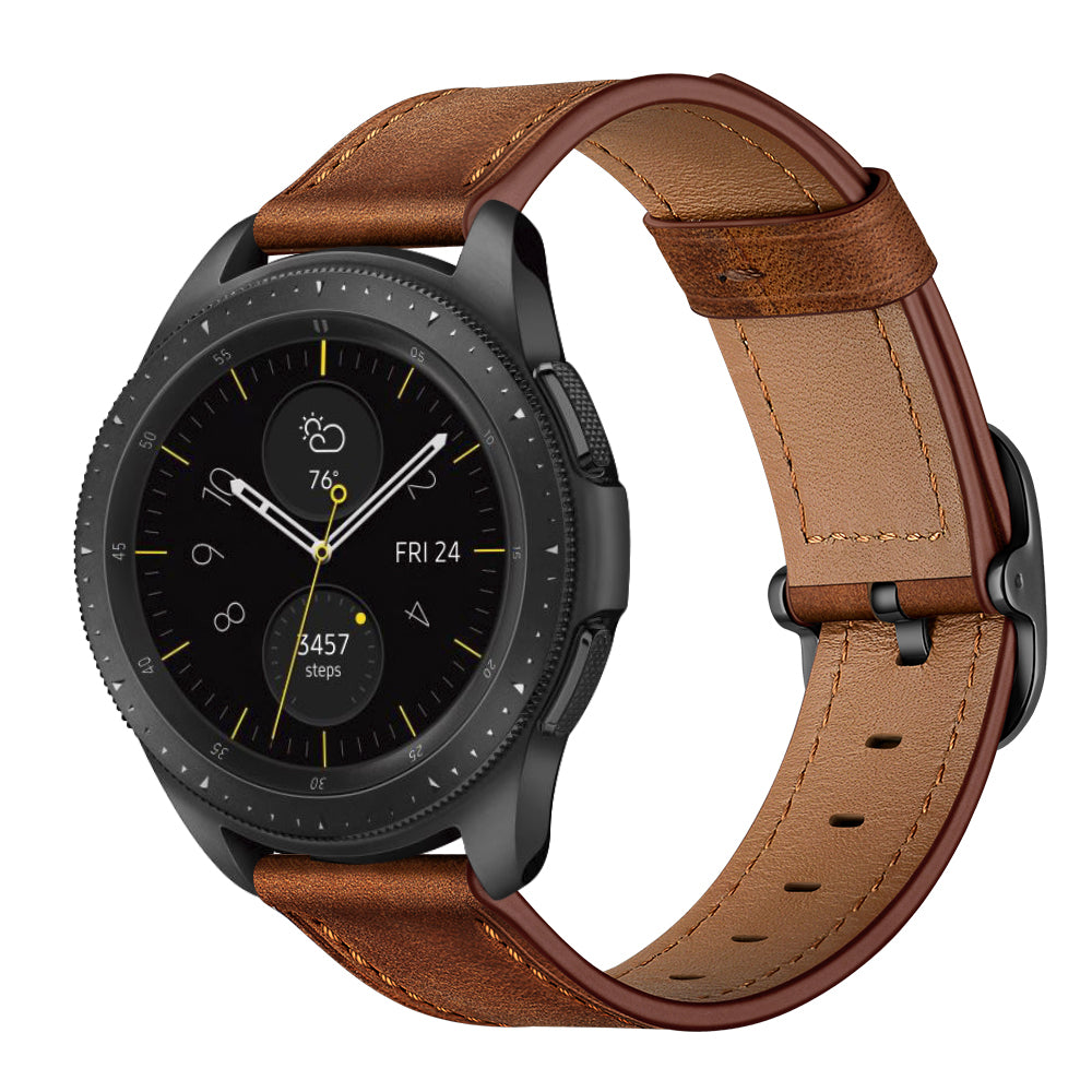 22mm Cowhide Leather (DS Style) Watch Strap for Samsung Galaxy Watch3 45mm / Galaxy Watch 46mm - Coffee