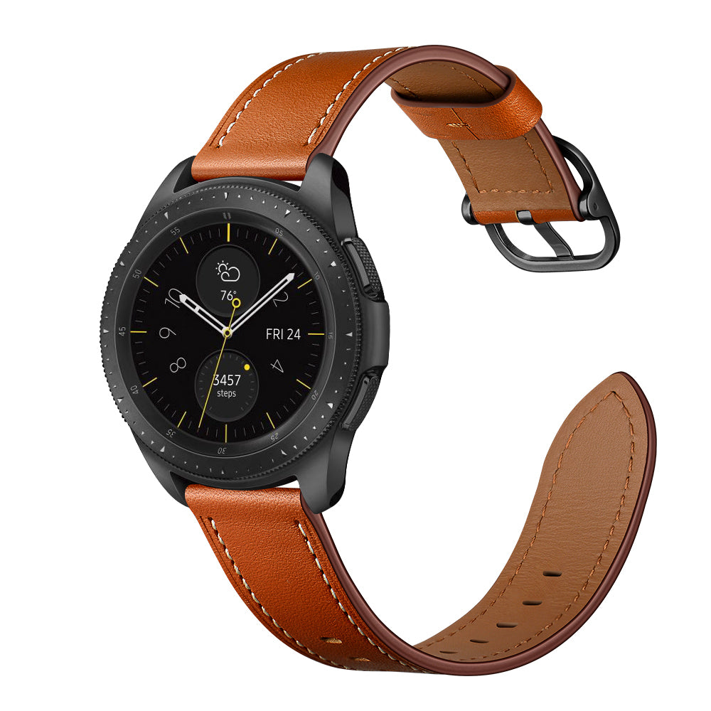 22mm Cowhide Leather (DS Style) Watch Strap for Samsung Galaxy Watch3 45mm / Galaxy Watch 46mm - Brown