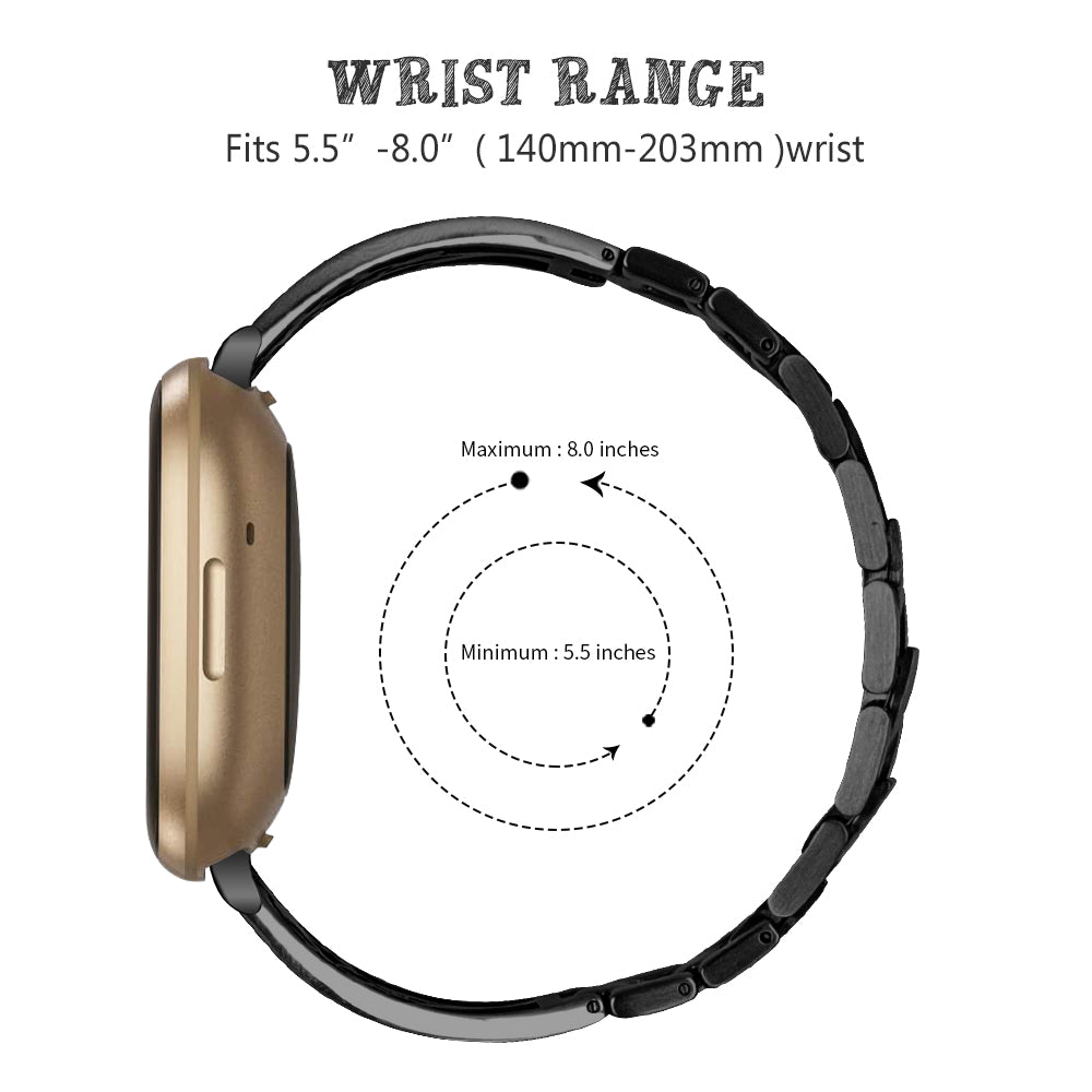 Stainless Steel Starfish Shape Rhinestone Decor Watch Strap Replacement for Fitbit Versa 3/Sense - Black
