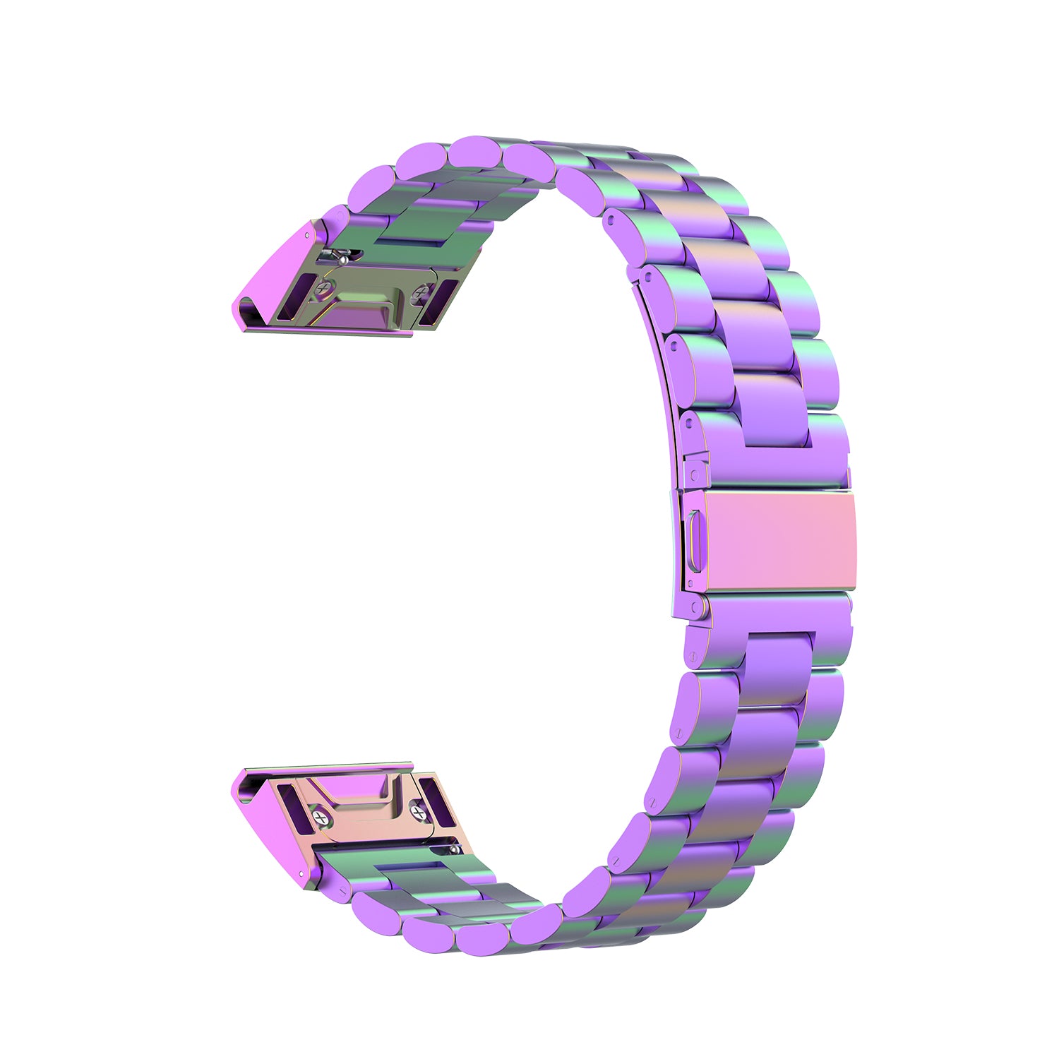 26mm Stainless Steel Three Beads Wrist Watch Band for Garmin Fenix 6X - Purple