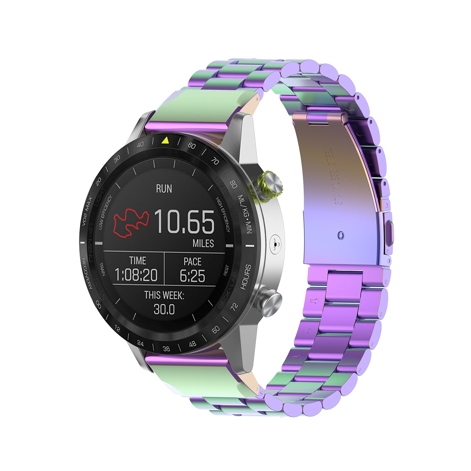 26mm Stainless Steel Three Beads Wrist Watch Band for Garmin Fenix 6X - Purple