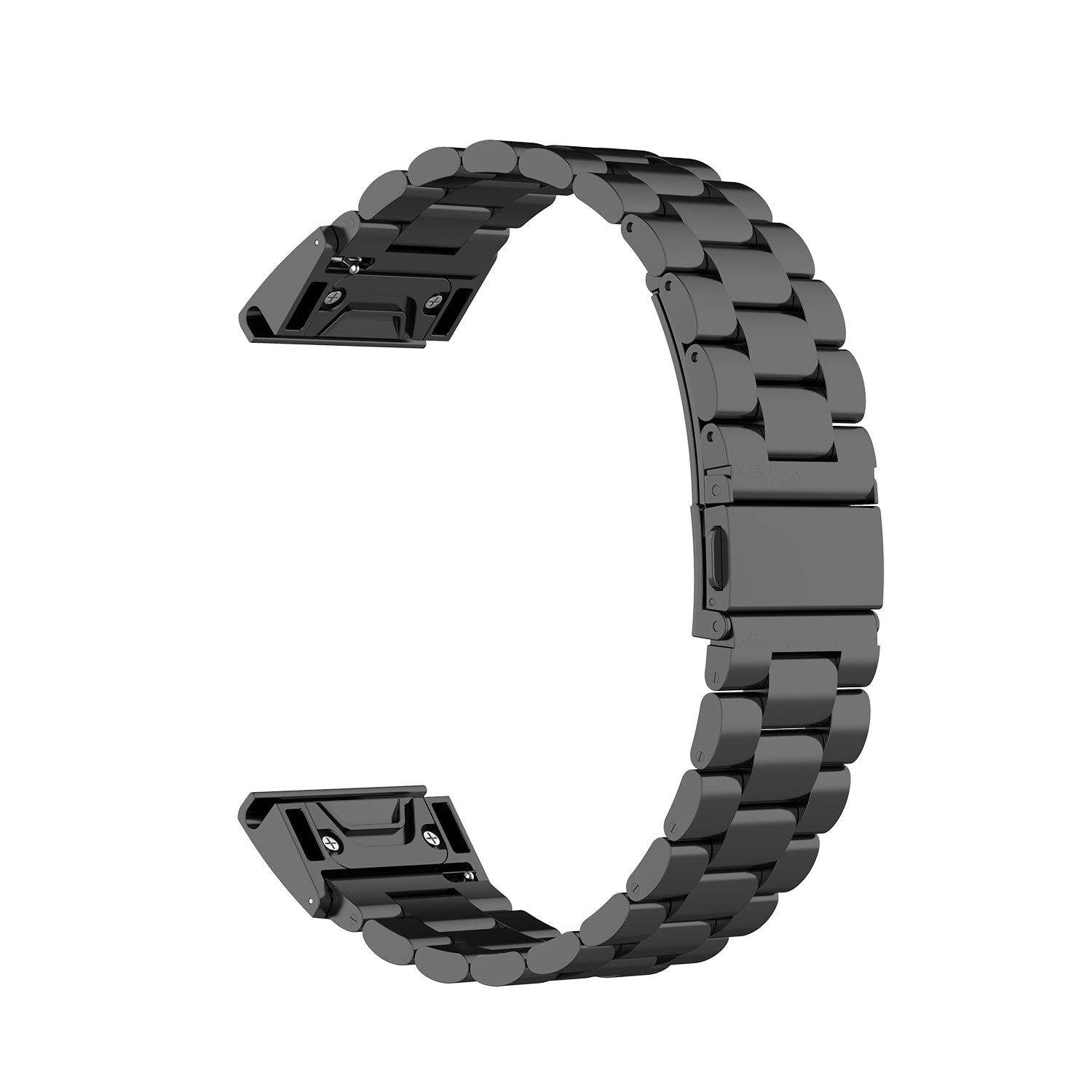 20mm Three Beads Watch Band Replacement Stainless Steel Watch Strap for Garmin Fenix 6S - Black