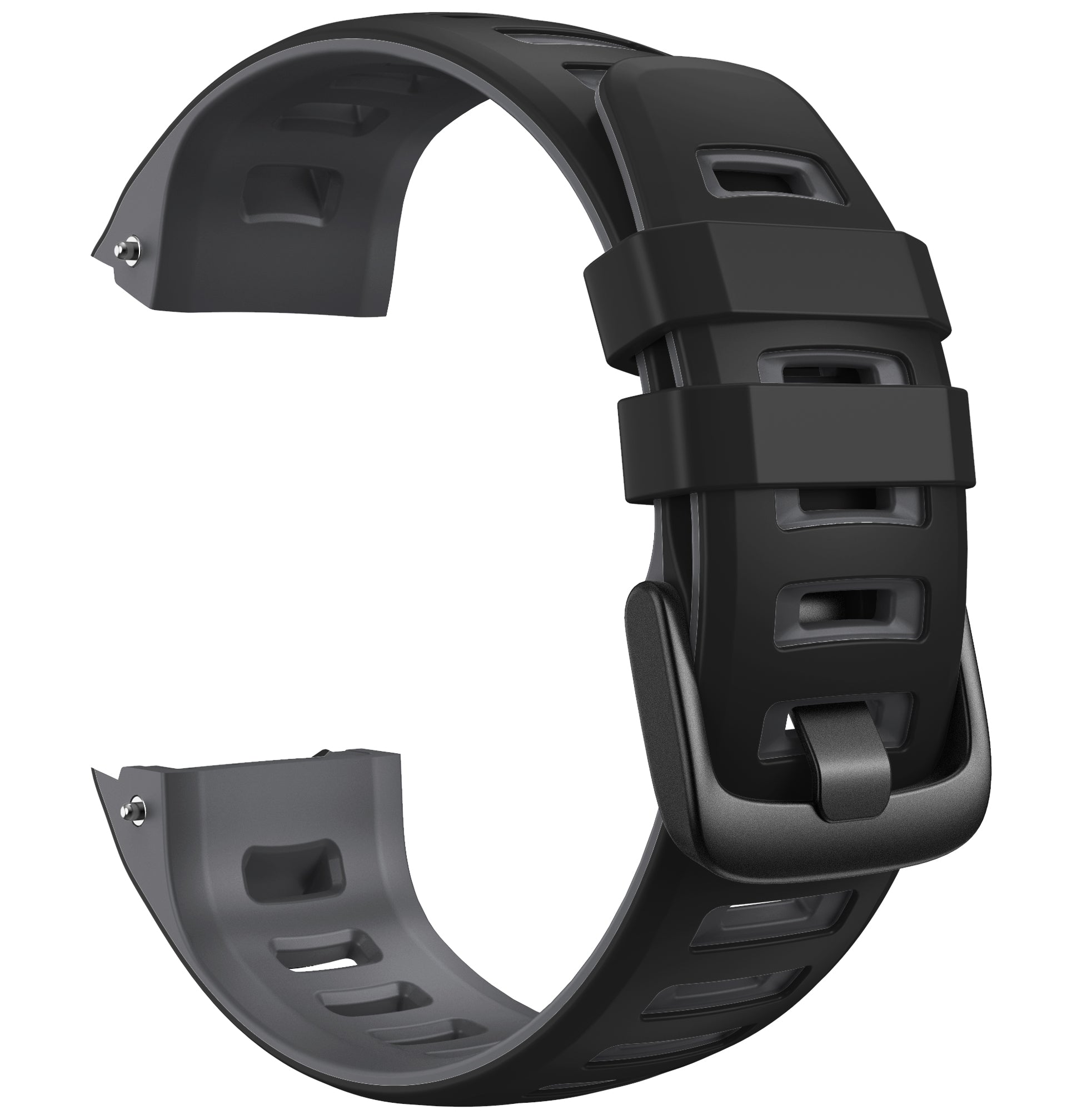 Bi-color Soft Silicone Watchband Replacement Bracelet Strap for Garmin Instinct / Instinct Esports - Black / Grey