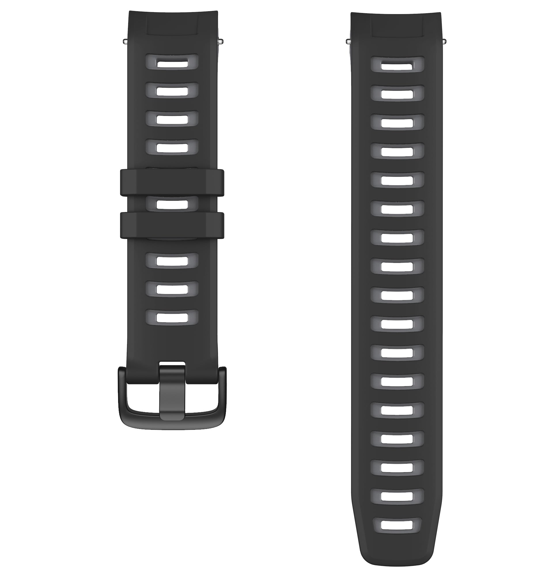 Bi-color Soft Silicone Watchband Replacement Bracelet Strap for Garmin Instinct / Instinct Esports - Black / Grey