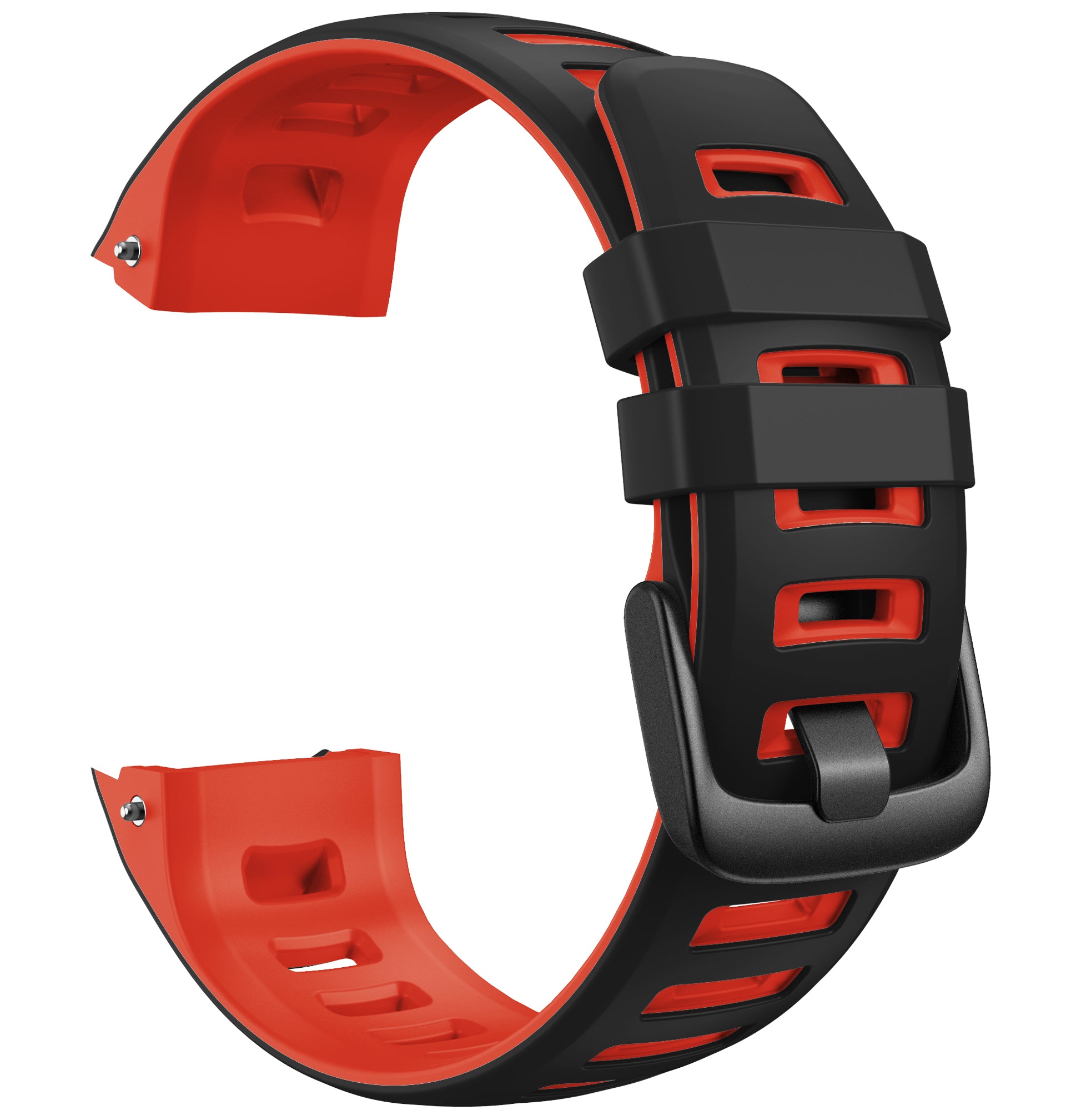 Bi-color Soft Silicone Watchband Replacement Bracelet Strap for Garmin Instinct / Instinct Esports - Black / Red