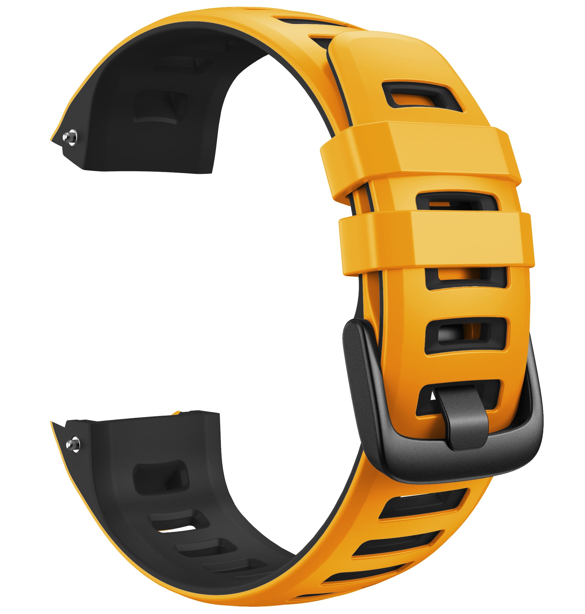 Bi-color Soft Silicone Watchband Replacement Bracelet Strap for Garmin Instinct / Instinct Esports - Yellow / Black