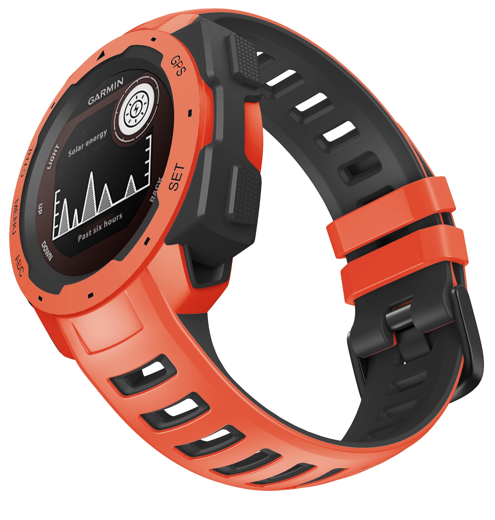 Bi-color Soft Silicone Watchband Replacement Bracelet Strap for Garmin Instinct / Instinct Esports - Red / Black