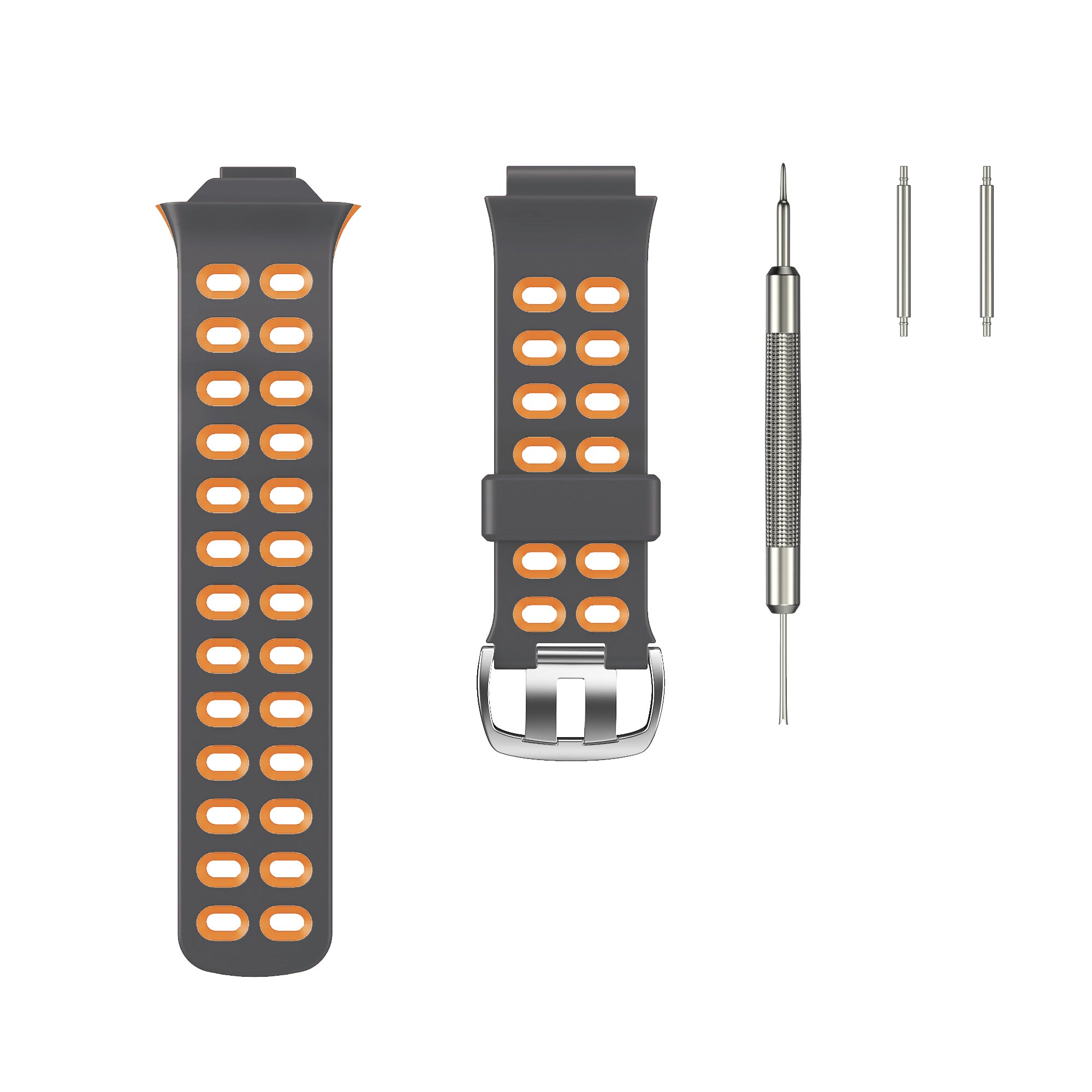 Double Color Silicone Watchband Strap Belt Replacement for Garmin Forerunner 310XT Smart Watch - Grey / Orange