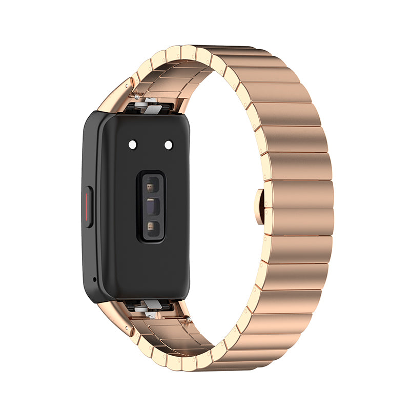 Stainless Steel One Bead Watch Band Wrist Strap Replacement for Huawei Band 6/Honor Band 6 - Rose Gold