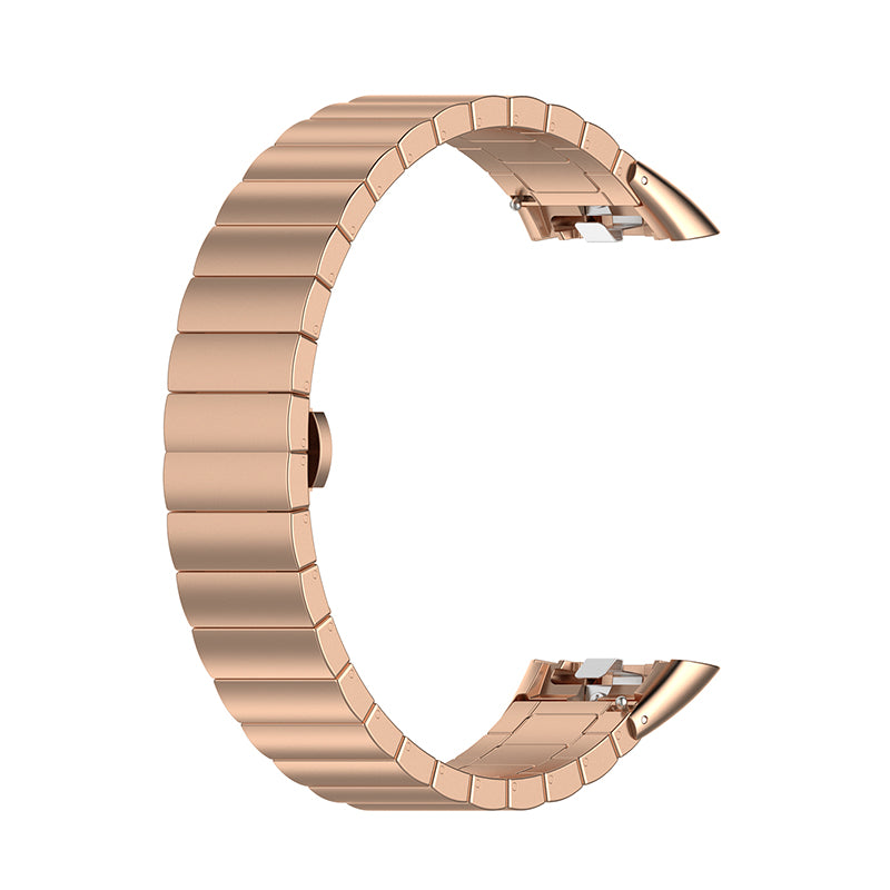 Stainless Steel One Bead Watch Band Wrist Strap Replacement for Huawei Band 6/Honor Band 6 - Rose Gold
