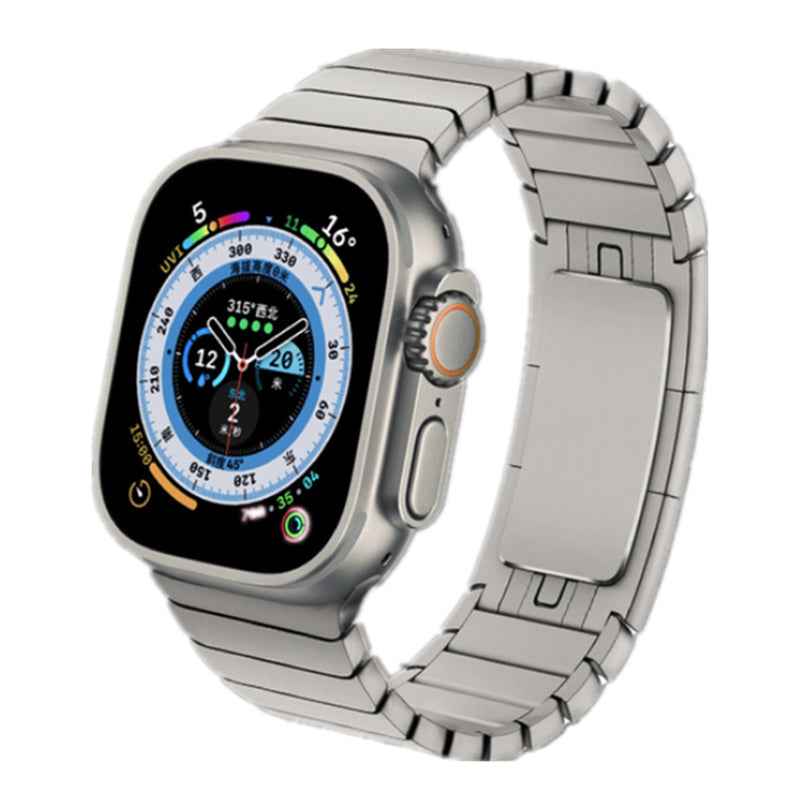 For Apple Watch Series 8 / 7 41mm / 6 / SE / SE (2022) / 5 / 4 40mm / 3 / 2 / 1 38mm Wrist Strap Stainless Steel Watch Band - Titanium