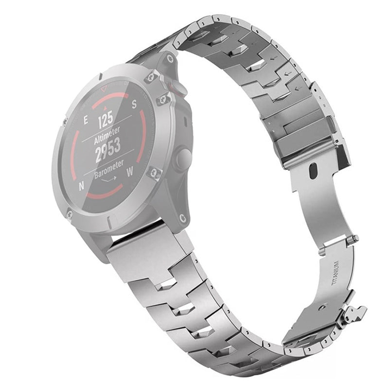 For Garmin Fenix 6 / 5 / Forerunner 935 / 945 Titanium Alloy Metal Watch Strap Quick Release Wrist Band Replacement - Silver