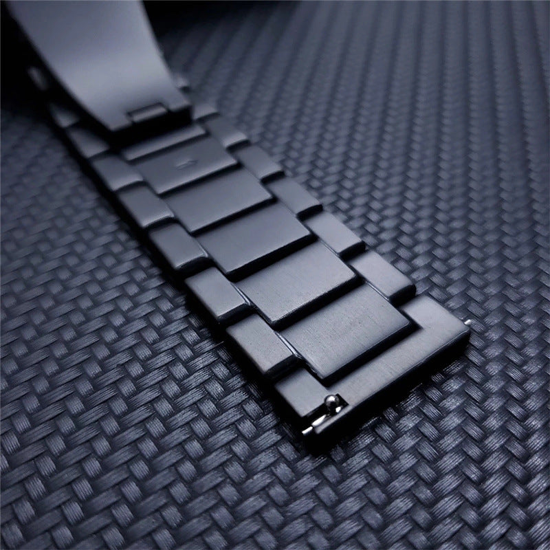 22mm Titanium Alloy Metal Watch Band 3 Beads Flat Buckle Watch Strap for Samsung Galaxy Watch3 45mm / Suunto 9 Peak / Haylou RT RS3 / Realme Watch S - Black
