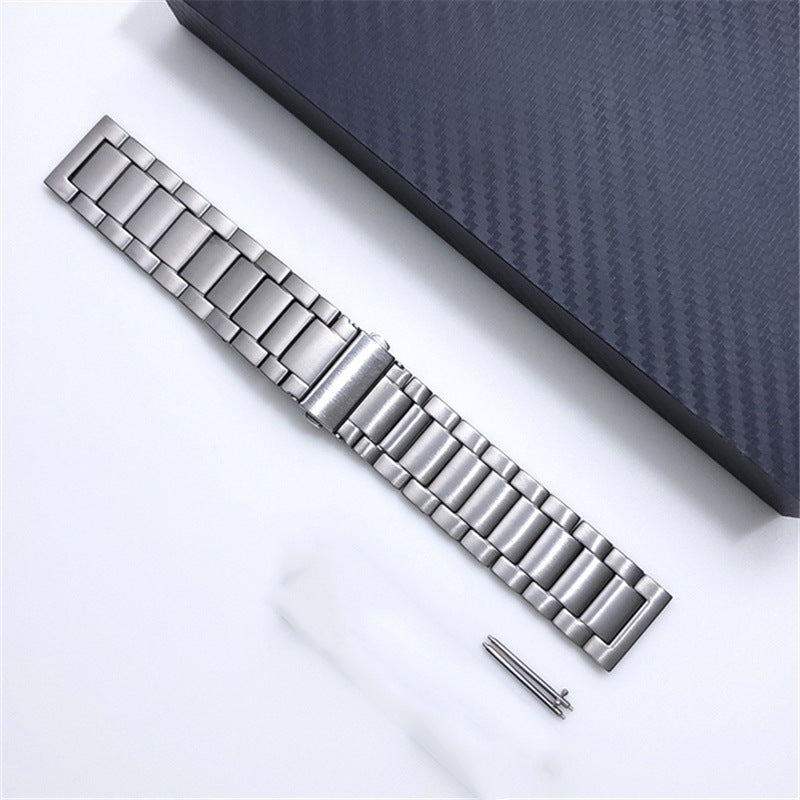 22mm Titanium Alloy Metal Watch Band 3 Beads Flat Buckle Watch Strap for Samsung Galaxy Watch3 45mm / Suunto 9 Peak / Haylou RT RS3 / Realme Watch S - Silver