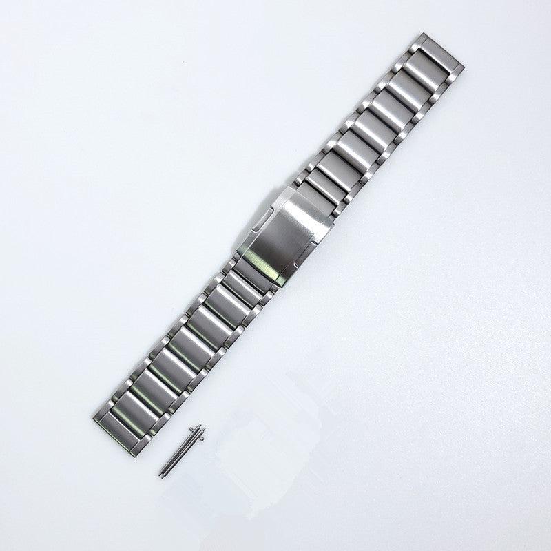 22mm Titanium Watch Strap 3 Beads Wristband with Folding Metal Clasp Classic Buckle for Samsung Galaxy Watch3 45mm / Gear S3 Frontier / Suunto 9 Peak / Haylou RT RS3 - Silver