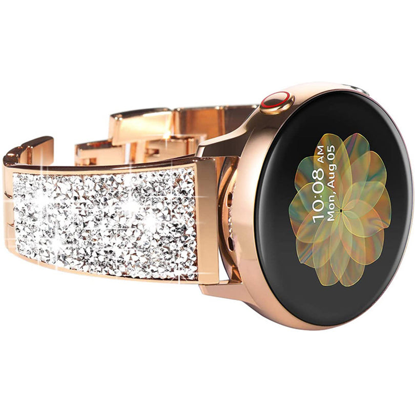 20mm Stainless Steel Metal Band Glitter Strap Wristband for Samsung Galaxy Watch 42mm 46mm / Galaxy Watch4 Classic 42mm 46mm / Garmin Venu / Suunto 3 Fitness - Rose Gold