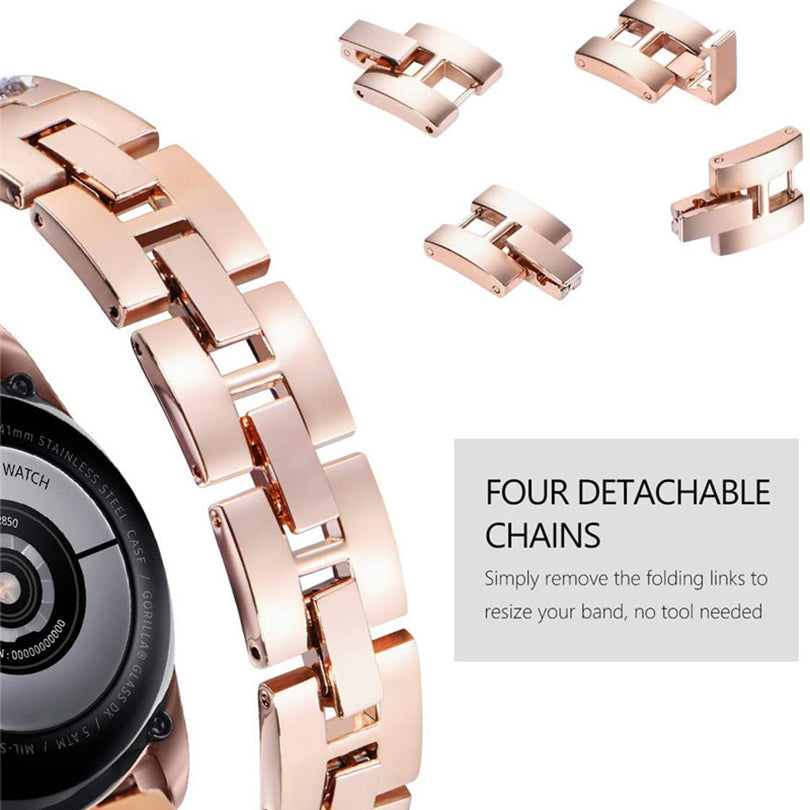 20mm Stainless Steel Metal Band Glitter Strap Wristband for Samsung Galaxy Watch 42mm 46mm / Galaxy Watch4 Classic 42mm 46mm / Garmin Venu / Suunto 3 Fitness - Rose Gold