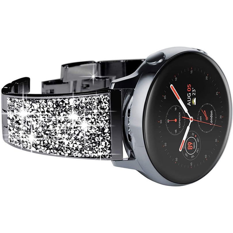 20mm Stainless Steel Metal Band Glitter Strap Wristband for Samsung Galaxy Watch 42mm 46mm / Galaxy Watch4 Classic 42mm 46mm / Garmin Venu / Suunto 3 Fitness - Black