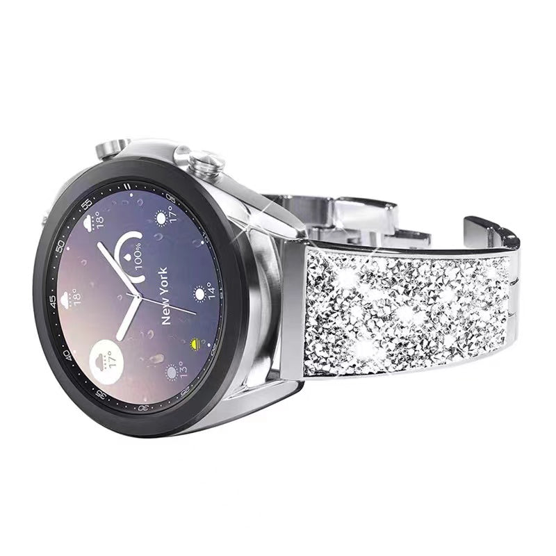 20mm Stainless Steel Metal Band Glitter Strap Wristband for Samsung Galaxy Watch 42mm 46mm / Galaxy Watch4 Classic 42mm 46mm / Garmin Venu / Suunto 3 Fitness - Silver