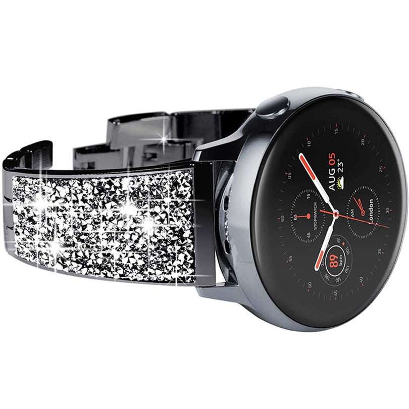 22mm Stainless Steel Strap Sparkle Bling Glitter Band for Samsung Galaxy Watch3 45mm / Gear S3 Frontier / Suunto 9 Peak - Black