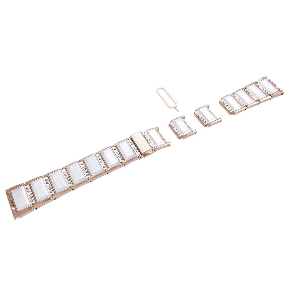 Rhinestone Synthetic Jade Decor Watch Band Stainless Steel Wrist Strap for Apple Watch Series 8 41mm / Series 7 41mm / Watch Series 6 / SE / SE(2022) / 5 / 4 40mm / Watch Series 3 / 2 / 1 38mm - Gold / White
