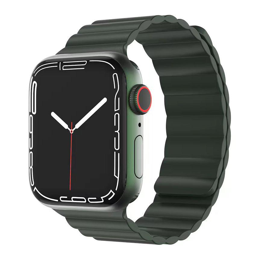 MUTURAL Modi Series Adjustable Silicone Wrist Straps Sweatproof Magnetic Watch Band for Apple Watch Ultra 49mm / Series 8 45mm / 7 45mm / 6 / 5 / 4 / SE 44mm / SE (2022) 44mm / 3 / 2 / 1 42mm - Green - UNIQBUY