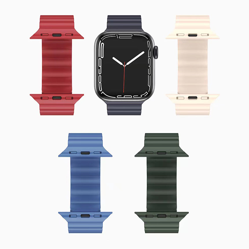 MUTURAL Modi Series Adjustable Silicone Wrist Straps Sweatproof Magnetic Watch Band for Apple Watch Ultra 49mm / Series 8 45mm / 7 45mm / 6 / 5 / 4 / SE 44mm / SE (2022) 44mm / 3 / 2 / 1 42mm - Green - UNIQBUY