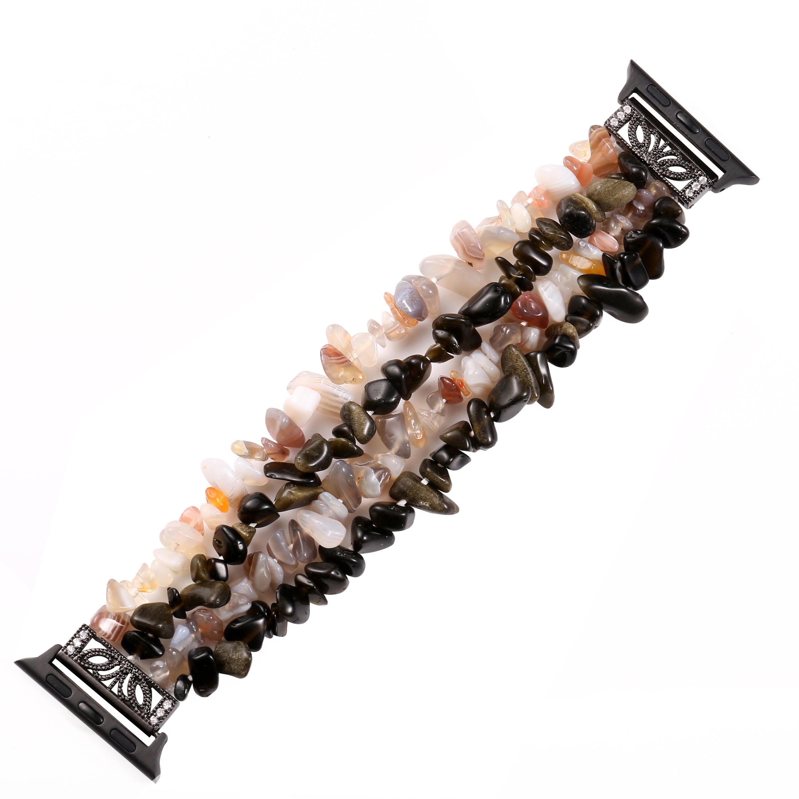 Natural Stones Watch Strap Replacement Wrist Band Bracelet for Apple Watch Series 8 41mm / Series 7 41mm / SE / SE(2022) / Series 6 / 5 / 4 40mm / Series 3 / 2 / 1 38mm - Black / White - UNIQBUY