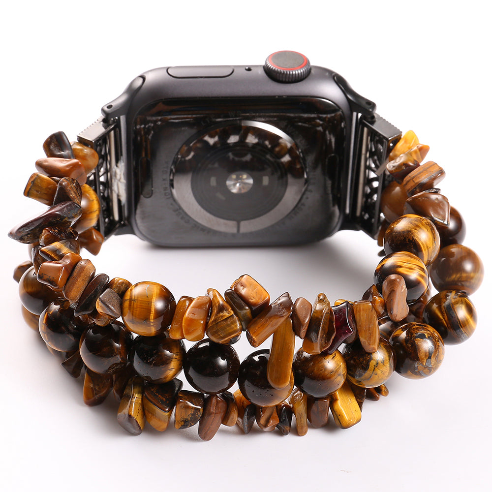 Natural Stones Watch Strap Replacement Wrist Band Bracelet for Apple Watch Series 8 41mm / Series 7 41mm / SE / SE(2022) / Series 6 / 5 / 4 40mm / Series 3 / 2 / 1 38mm - Brown - UNIQBUY