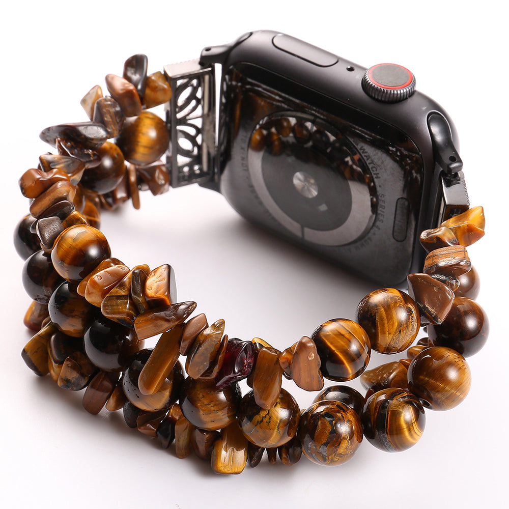 Natural Stones Watch Strap Replacement Wrist Band Bracelet for Apple Watch Series 8 41mm / Series 7 41mm / SE / SE(2022) / Series 6 / 5 / 4 40mm / Series 3 / 2 / 1 38mm - Brown - UNIQBUY