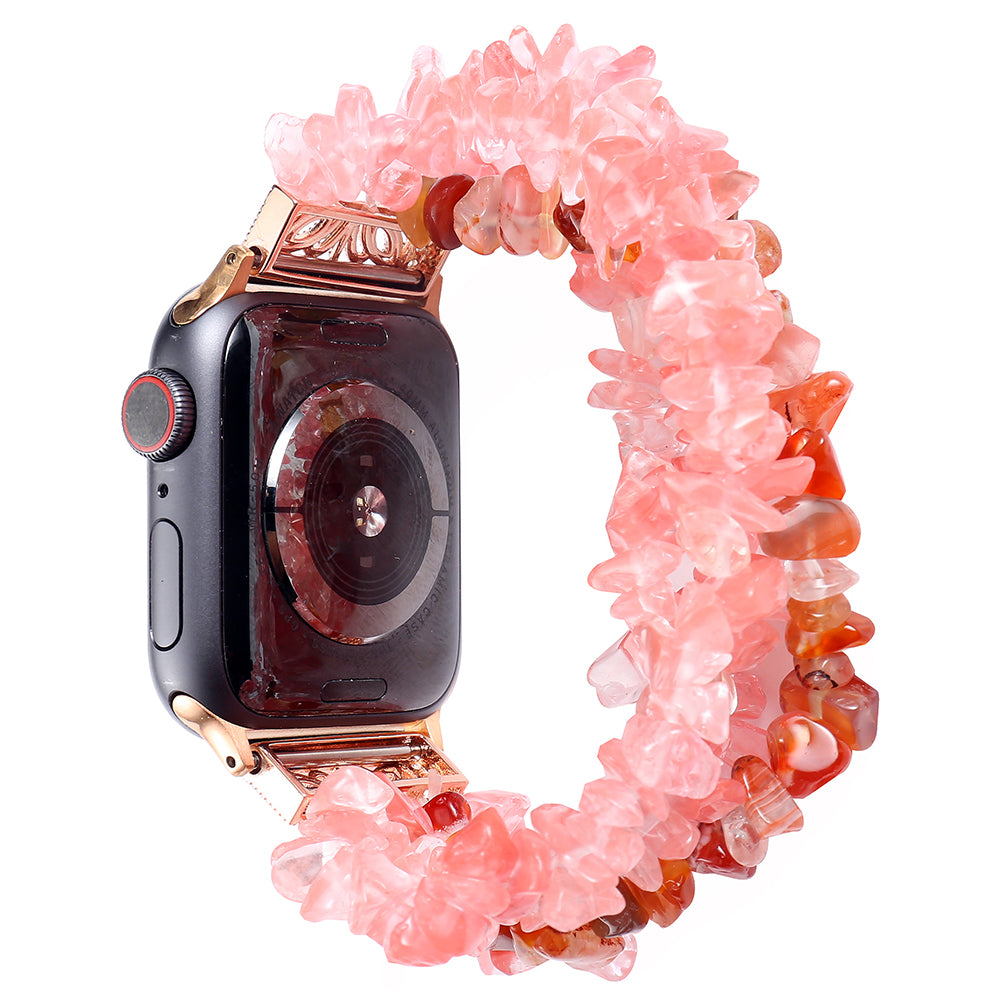 Natural Stones Watch Strap Replacement Wrist Band Bracelet for Apple Watch Series 8 41mm / Series 7 41mm / SE / SE(2022) / Series 6 / 5 / 4 40mm / Series 3 / 2 / 1 38mm - Watermelon Red - UNIQBUY