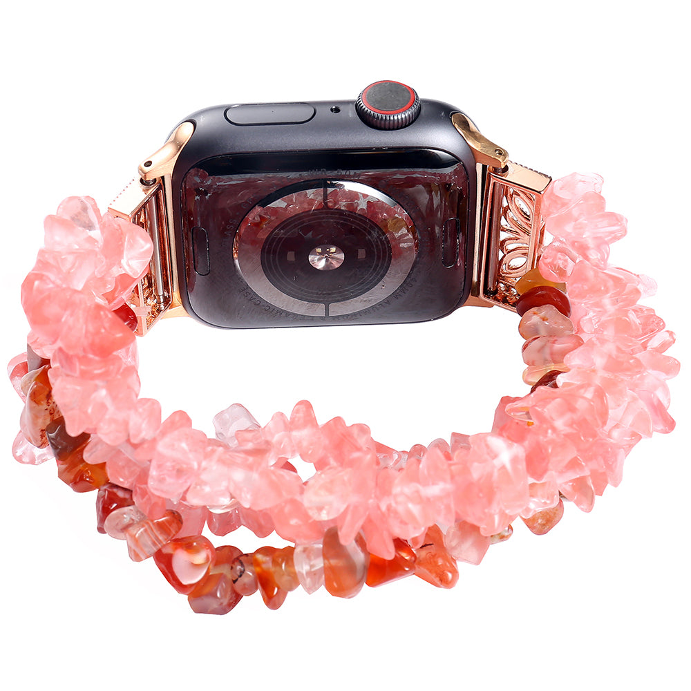 Natural Stones Watch Strap Replacement Wrist Band Bracelet for Apple Watch Series 8 41mm / Series 7 41mm / SE / SE(2022) / Series 6 / 5 / 4 40mm / Series 3 / 2 / 1 38mm - Watermelon Red - UNIQBUY