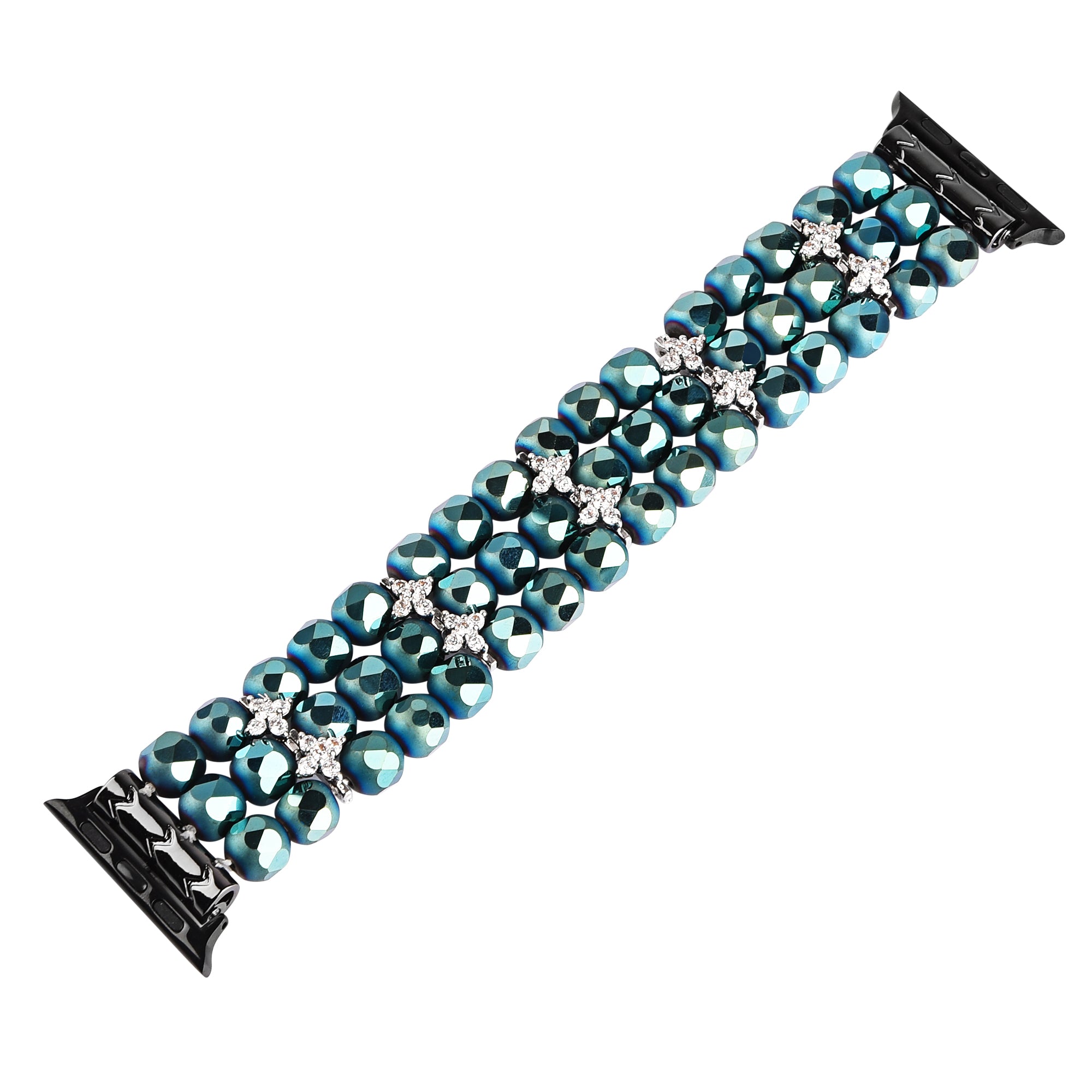 Flower Shape Decor Crystal Beads Design Replacement Watch Strap Wrist Band for Apple Watch Series 8 41mm / Series 7 41mm / Series 6 / 5 / 4 / SE / SE(2022) 40mm / Watch Series 1 / 2 / 3 38mm - Blue