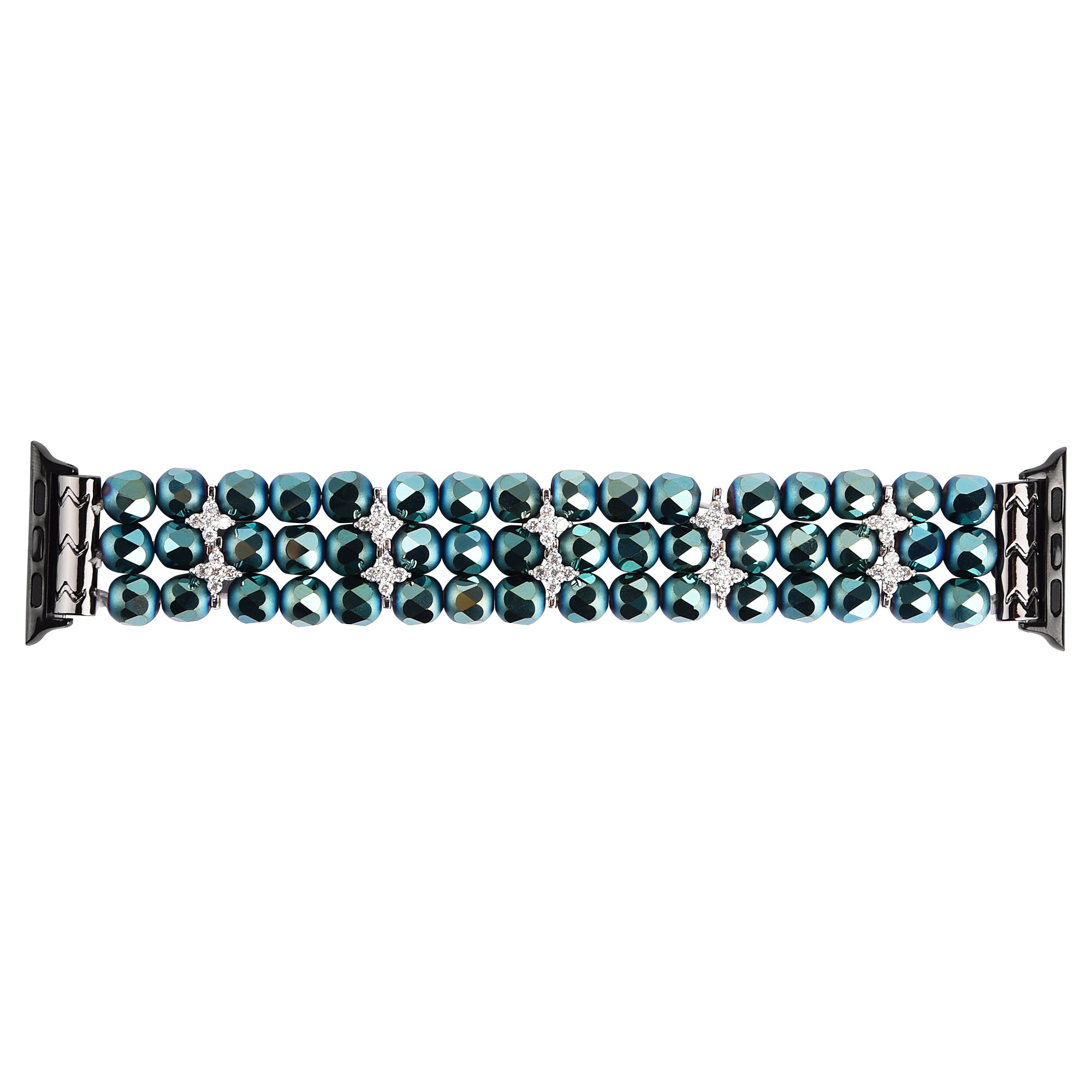 Flower Shape Decor Crystal Beads Bracelet Smart Watch Strap Replacement Wrist Band for Apple Watch Ultra 49mm / Series 8 45mm / 7 45mm / Series 6 / 5 / 4 / SE 44mm / SE (2022) 44mm Series 3 / 2 / 1 42mm - Blue