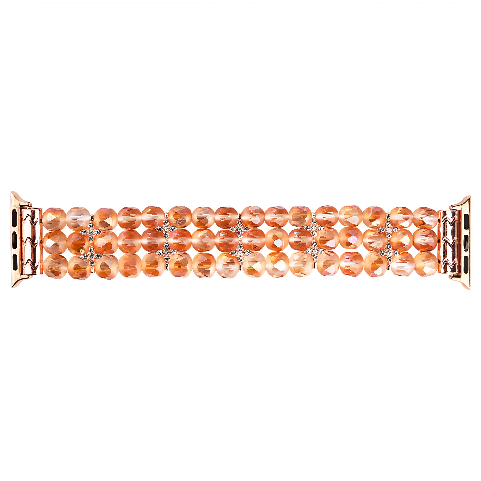 Flower Shape Decor Crystal Beads Bracelet Smart Watch Strap Replacement Wrist Band for Apple Watch Ultra 49mm / Series 8 45mm / 7 45mm / Series 6 / 5 / 4 / SE 44mm / SE (2022) 44mm Series 3 / 2 / 1 42mm - Orange