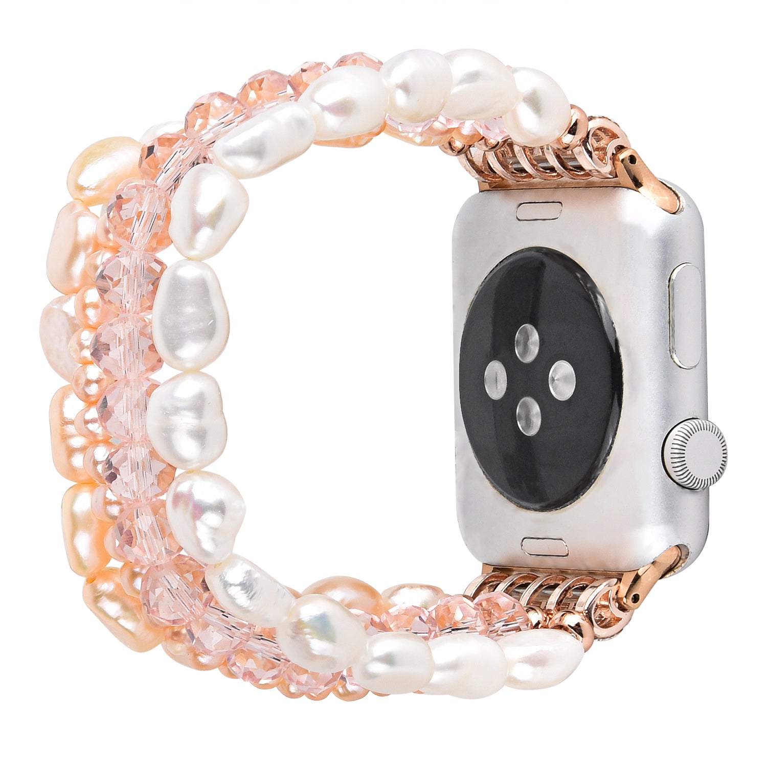Crystal Pearls Bracelet Exquisite Stylish Watch Band for Apple Watch Series 8 41mm / Series 7 41mm / SE / SE(2022) / Series 6 / 5 / 4 40mm / Series 3 / 2 / 1 38mm - Pearl / Pink Crystal - UNIQBUY