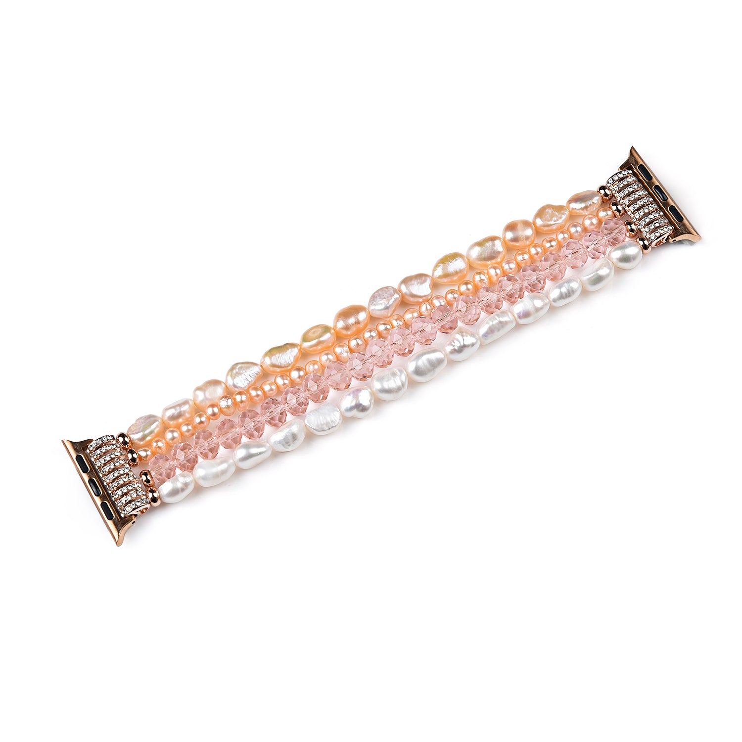 Crystal Pearls Bracelet Exquisite Stylish Watch Band for Apple Watch Series 8 41mm / Series 7 41mm / SE / SE(2022) / Series 6 / 5 / 4 40mm / Series 3 / 2 / 1 38mm - Pearl / Pink Crystal - UNIQBUY