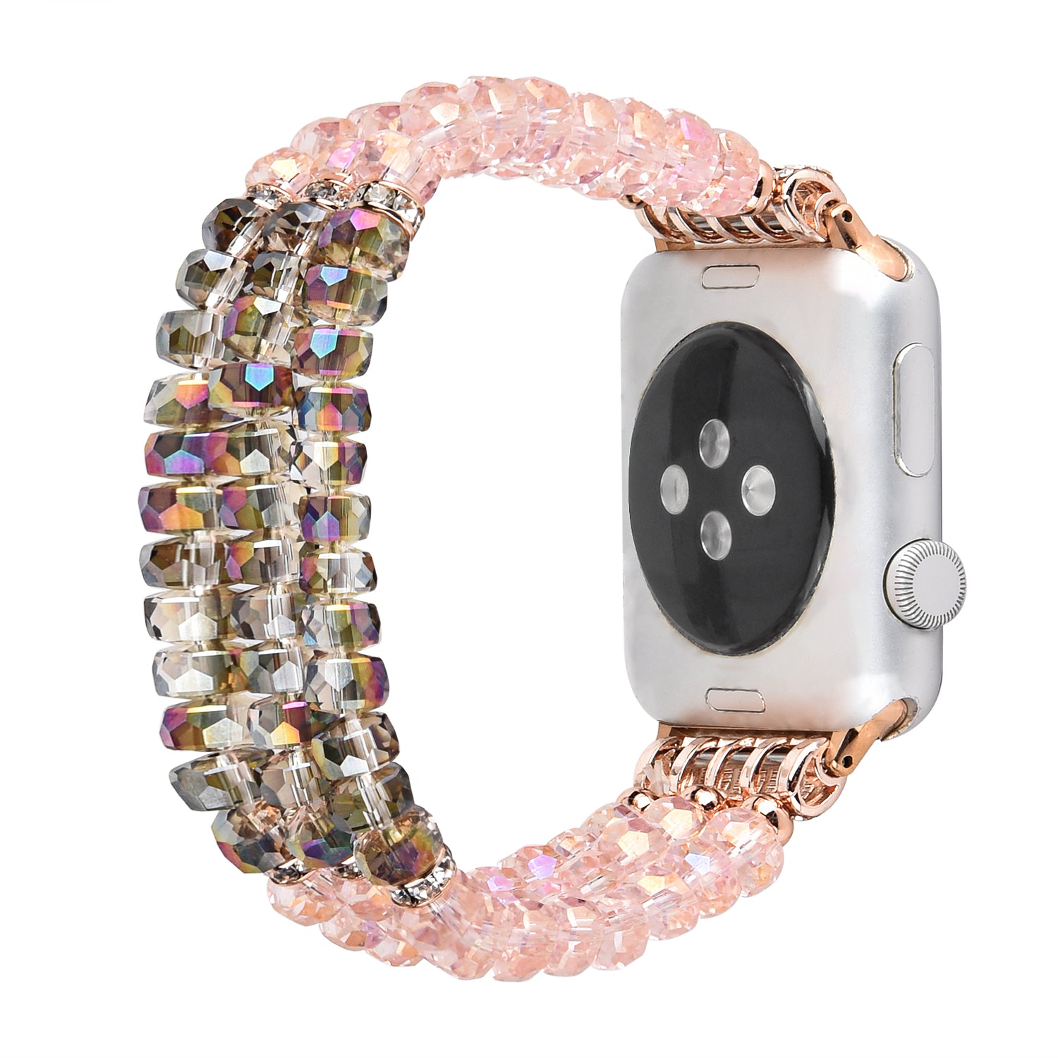 Crystal Pearls Bracelet Exquisite Stylish Watch Band for Apple Watch Series 8 41mm / Series 7 41mm / SE / SE(2022) / Series 6 / 5 / 4 40mm / Series 3 / 2 / 1 38mm - Crystal Pink - UNIQBUY