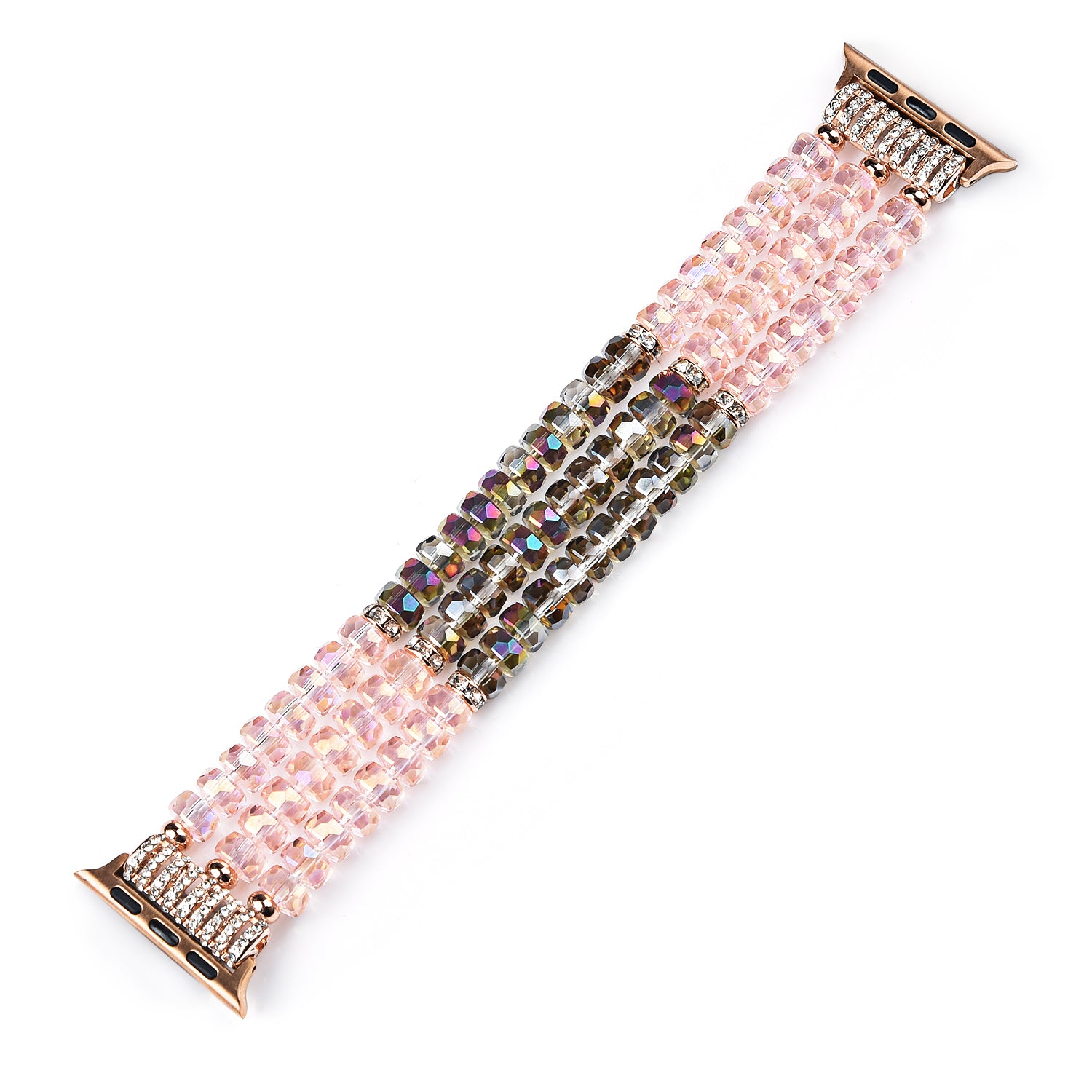Crystal Pearls Bracelet Exquisite Stylish Watch Band for Apple Watch Series 8 41mm / Series 7 41mm / SE / SE(2022) / Series 6 / 5 / 4 40mm / Series 3 / 2 / 1 38mm - Crystal Pink - UNIQBUY